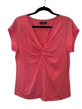 Kim & Cami Women’s Pink Blouse V-Neck Short Sleeve Top Shirt Size: XL